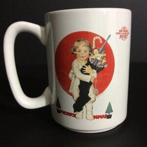 Coffee Mug Cup Saturday Evening Post Merry Xmas Sherwood Brands 14 Oz